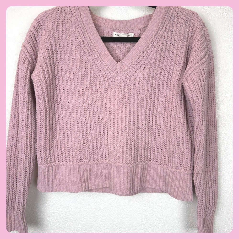 Girlhoodcore Cozy Chunky Aeropostale Pink Knit‎ Fall Cropped Sweater